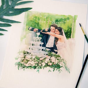 Couple Proposal Portrait, Custom Portrait From Photo, Engagement Gift, Gift for Couples, Anniversary Gift for Him, Watercolor Painting