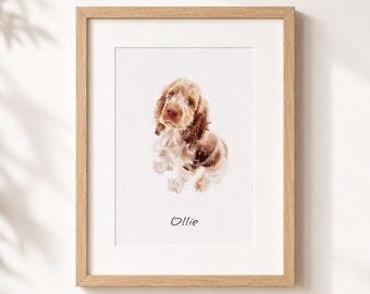 Personalisiertes Mini Aquarell Haustier Portrait, Handgemaltes Hunde Portrait vom Foto, Haustier Gemälde, Katze Hundeportrait, Haustier Erinnerungsgeschenk, Haustier Liebhaber Geschenk