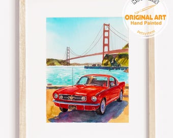 Pintura de coche a partir de foto, pinturas de coches, dibujo de coche a partir de foto, retrato de acuarela personalizado, regalo personalizado para novio, regalo para él