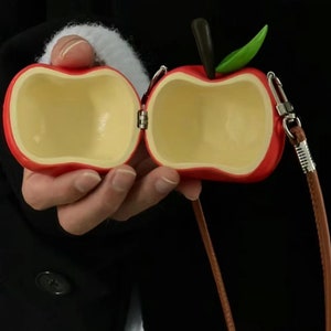 Sac décoratif pomme entièrement fait main, bandoulière pour femme forme pomme, mignons sacs à bandoulière messager, sac à main décontracté image 3