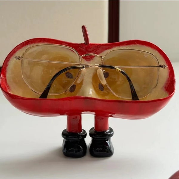 Handmade Eyeglasses Holder,Cute Apple Eyeglasses Stand Decoration,Personalize Gifts,Sunglasses Organiser,Eyeglasses Storage,Home Decor