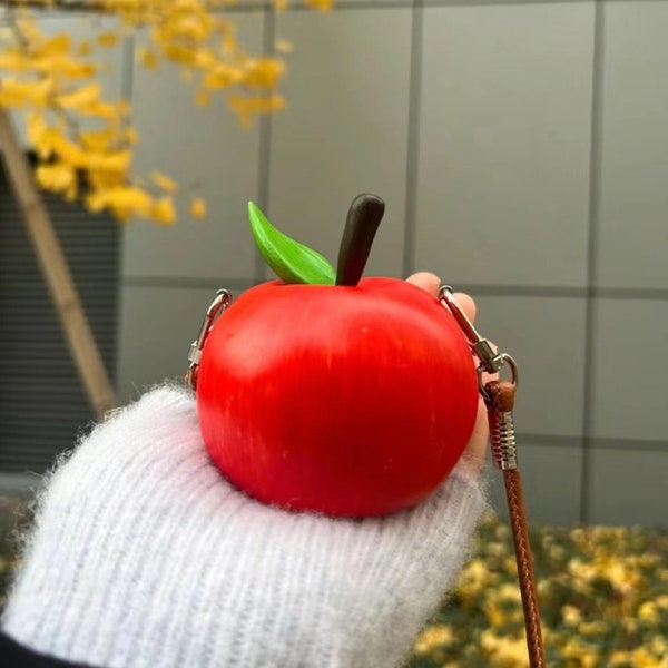 Rein handgefertigte dekorative Apfeltasche, Apfelform Damen Umhängetasche, Messenger Schultertaschen niedlich, lässige Handtasche