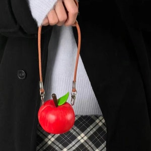 Sac décoratif pomme entièrement fait main, bandoulière pour femme forme pomme, mignons sacs à bandoulière messager, sac à main décontracté image 2