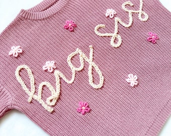 Baby Announcement, Big Sister, Brother Sweaters for Baby and Toddler | Custom Embroidered Design | Perfect Gift Expecting Parents, Fast Ship