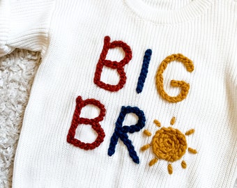 Colorful Baby Announcement, Big Bro, Brother Sweaters for Baby and Toddler | Custom Embroidered Designs | Perfect Gift Expecting Parents