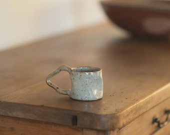 Handcrafted Wavy Ceramic Mug | Modern Cloud Grey Espresso Cup (6oz)