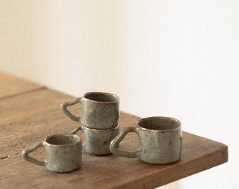 Handmade Ceramic Espresso Cup: Modern Wavy Stoneware Mug (3oz)