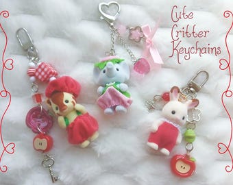 Fruit themed miniature foods Keychain | Critter inspired bag charm | Heisei retro accessory