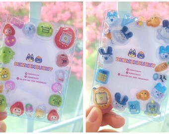 Tamagotchi inspired | Decorated toploader | photocard decoden kawaii holder