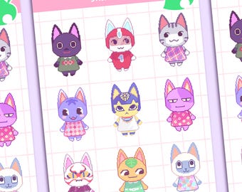 Animal Crossing kitties vinyl sticker sheet