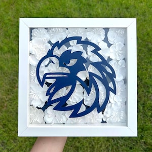 Floral Collegiate Shadow Box, Customized University Graduation Gift, Bed Party Decoration for Commitment Celebration, Custom Picture Frame
