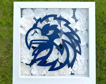 Floral Collegiate Shadow Box, Customized University Graduation Gift, Bed Party Decoration for Commitment Celebration, Custom Picture Frame
