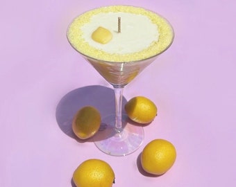 Sweet Lemon Drop Martini Scented Candle | Martini Glass Soy Wax Candle | Fruit Drink Inspired Decor | Gift Ideas for Her 21st Birthday