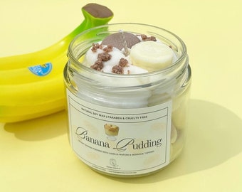 Banana Pudding Candle with Vanilla Wafer Cookies | Natural Soy Wax | Gifts for Her, Baking Gifts, Birthday & Holiday Gift