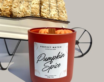 Pumpkin Spice Cinnamon & Nutmeg Scented Candle | Matte Candle Jar | Decorative Seasonal Fall Candle | Autumn Decor and Gifts | 8 oz Candle