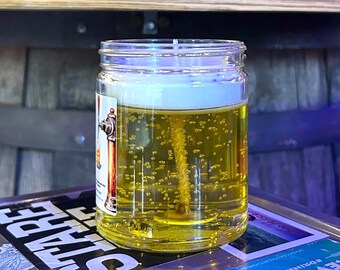 Brew & Burn Natural Beer Scented Realistic Candle | 21st Birthday Gift Drink Gift | Beer Scented Gifts for Him | College Christmas Holiday