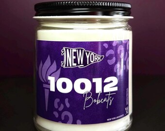 New York University Soy Candle, College Commitment Bed Party Gift, Bobcats Mascot Candle, Holiday & Christmas, Vanilla and Cashmere Scented