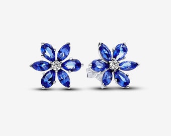 Pandora Sparkling Blue Herbarium Cluster Stud Earrings Silver ale
