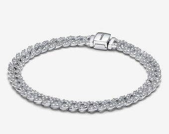 Bracelet en argent avec chaîne pavée intemporelle ALE S925