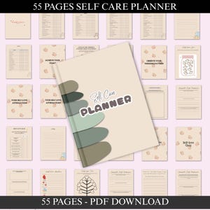 Planejador de autocuidado para impressão - Diário, Semanal, Mensal, Rastreador de hábitos, Diário de saúde mental, Download digital de definição de metas