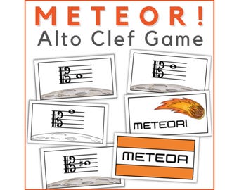 Spel voor het lezen van noten voor altsleutels - Namen van muzieknoten Activiteit voor strijkers en altvioolstudenten: METEOR!