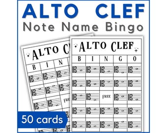 Alto Clef Notes Bingo Cards - Printable Note Reading Game for Teaching Note Names to Viola Students for Strings Teachers