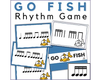 Go Fish Rhythm Game for Sixteenth Notes (Semiquavers) - Fun Music Card Game, Elementary Music Centers or Piano Lessons Activity