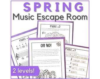 Spring Music Escape Room Game - Printable Activity for Music Class, Homeschool, or Piano Lessons in March, April, Easter, or Springtime