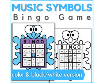 Winter Music Bingo Game - Printable Music Symbols Bingo Cards for January Music Lessons, Band, or Piano Class