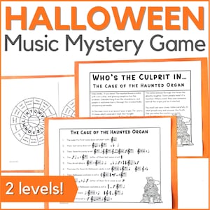Halloween Music Mystery Game - Printable October Music Activity for Middle School Music Class, Band, Choir, or Piano Lessons