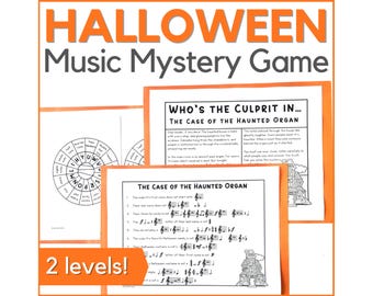 Halloween Music Mystery Game - Printable October Music Activity for Middle School Music Class, Band, Choir, or Piano Lessons