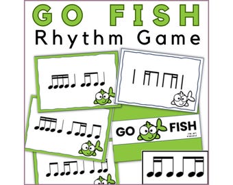 Go Fish Rhythm Game for Sixteenth & Eighth Note Groups (tika-ti, ti-tika) - Fun Music Card Game, Music Centers or Piano Lessons Activity