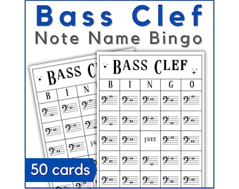 Bass Clef Notes Bingo Cards - Printable Note Reading Game for Teaching Note Names in Elementary Music Class, Band, or Piano Lessons