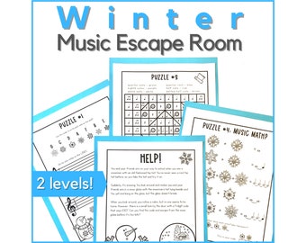 Winter Music Escape Room - printable music game for kids music class, piano lessons, or homeschool music activities