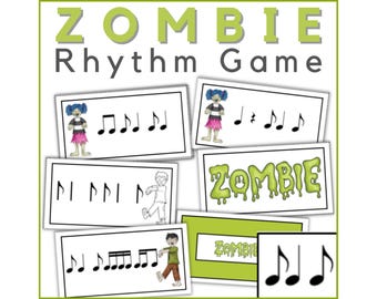 Ritmekaartspel voor Syncopa - Halloween-muziekcentra-activiteit voor muzieklessen op basis- of middelbare school, piano of band