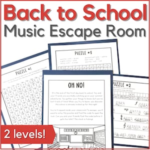 Back to School Music Escape Room Game - Printable Activity for Music Class, Homeschool, Music Camp, or Piano Lessons in August or September image 1