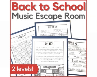 Back to School Music Escape Room Game - Printable Activity for Music Class, Homeschool, Music Camp, or Piano Lessons in August or September
