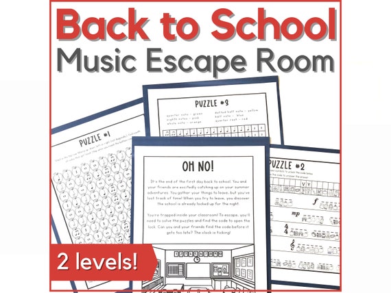 Back to School Music Escape Room Game - Printable Activity for Music Class, Homeschool, Music Camp, or Piano Lessons in August or September