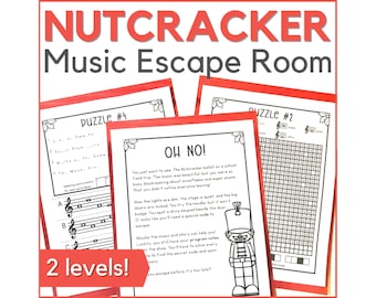 The Nutcracker Music Escape Room - printable music game for holiday music class, piano lessons or homeschool. December music activity