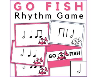 Go Fish Rhythm Game for Half Note - Fun Music Card Game, Elementary Music or Piano Lessons Activity