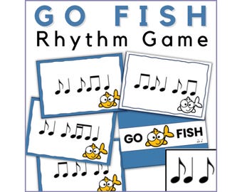 Go Fish Rhythm Game for Syncopation - Printable Music Card Game, Music Centers or Piano Lesson Activities