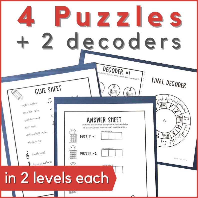 Back to School Music Escape Room Game - Printable Activity for Music Class, Homeschool, Music Camp, or Piano Lessons in August or September image 2