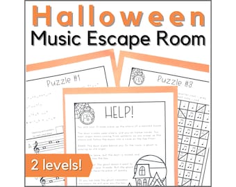 Halloween Music Escape Room Activity - printable music game for music lessons or Halloween piano lessons