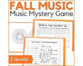 Mysteriespel herfstmuziek - Afdrukbare herfstmuziekactiviteit voor muziekklas, band, herfstpianolessen of muziekstudio's van de middelbare school