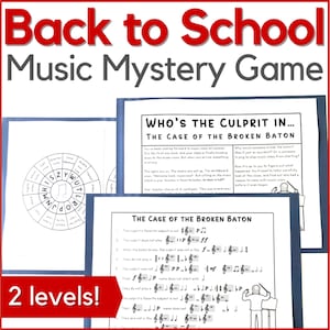 Back to School Music Mystery Game - Printable Back-to-School Music Activity Worksheets for Music Class, Music Camp, Band or Piano Lessons