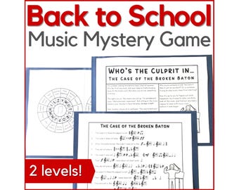 Back to School Music Mystery Game - Printable Back-to-School Music Activity Worksheets for Music Class, Music Camp, Band or Piano Lessons