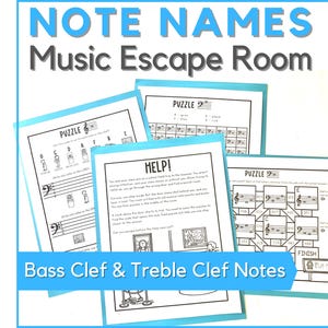 Bass & Treble Clef Note Names Music Escape Room Activity - Printable Game for Music Class, Homeschool, Music Camp, or Piano Lessons