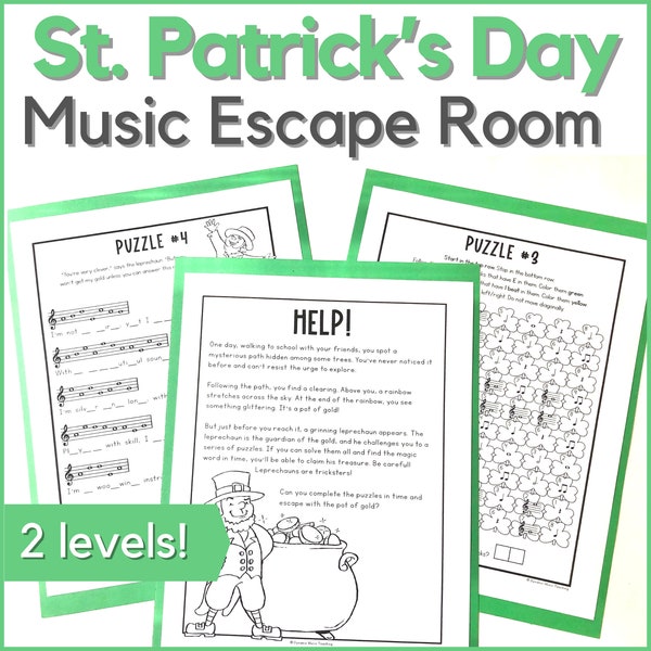 St. Patrick's Day Music Escape Room Game - Printable Activity for March Music Class, Homeschool, or Piano Lessons