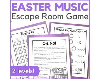 Ostermusik Escape Room Game - Druckbare Aktivität für Musikklasse, Homeschool oder Klavierunterricht im März, April, Ostern oder Frühling