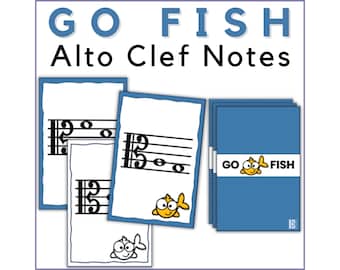 Go Fish Alto Clef Note Reading Game - Alto Clef Notes Game for Viola Students or Music Theory